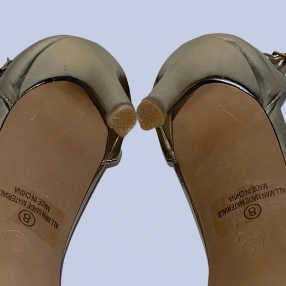 VENUS Gold Metallic Ankle Strap Heels – Stiletto Sandals Size 8 - Picture 8 of 8